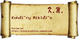 Koháry Miklós névjegykártya