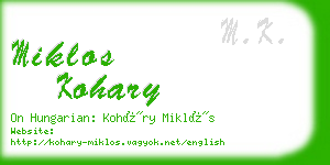 miklos kohary business card